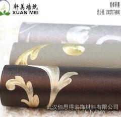 湖北無紡布墻紙廠家軒美金箔壁紙 KTV酒店金色墻紙與客廳電視背景墻裝飾藝術(shù)